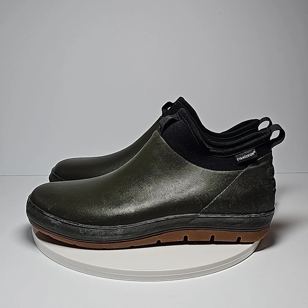 NWT Staheekum Men's Waterproof Neoprene Ankle Rain Boot Olive Green Black 10